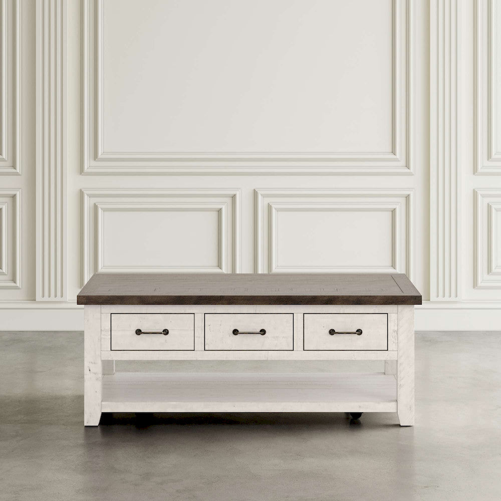 Jofran - Madison County Reclaimed Pine Harris 3 Drawer Cocktail Table - Vintage White - 1706-11 view 5