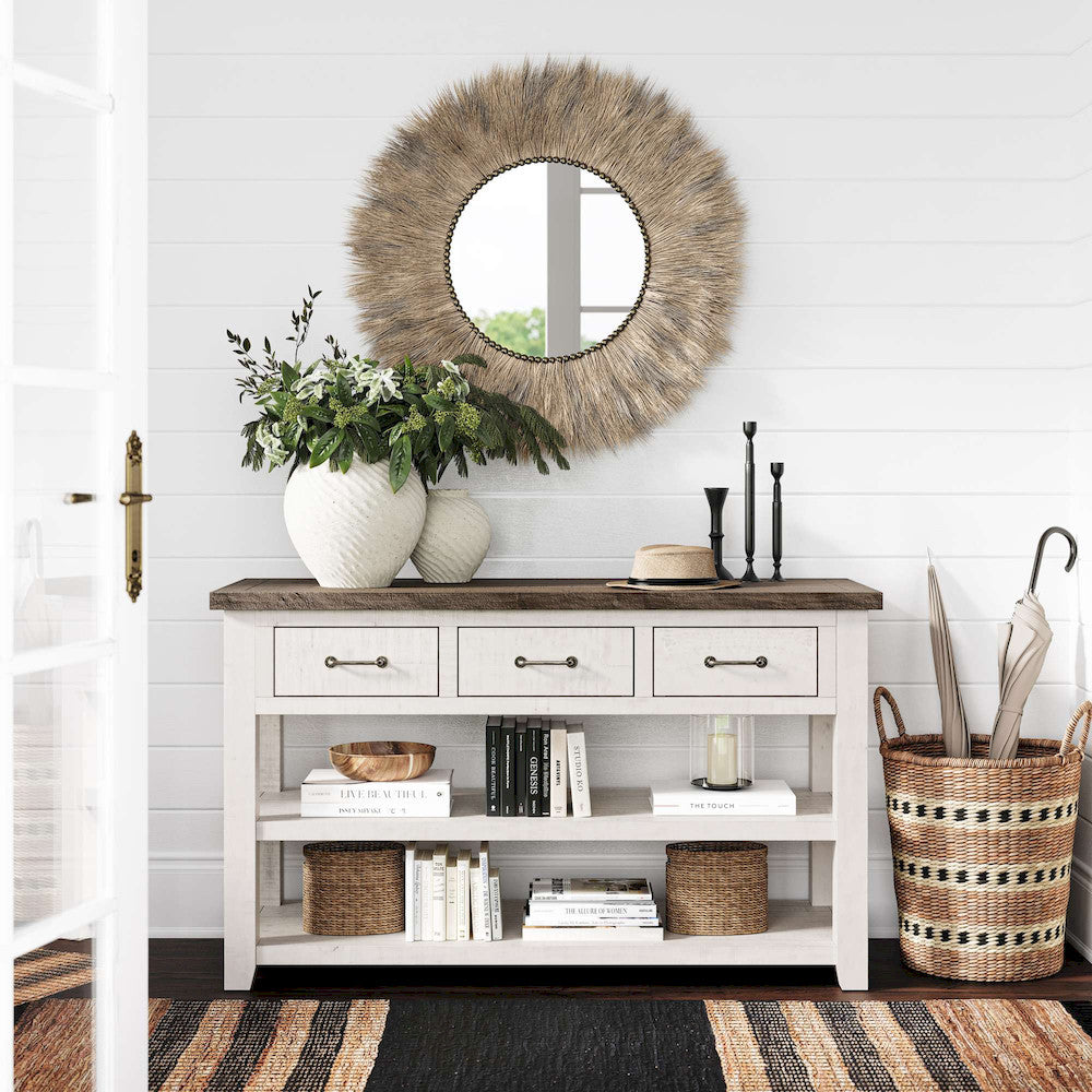 Jofran - Madison County Reclaimed Pine Harris 3 Drawer Console - Vintage White - 1706-14 view 11