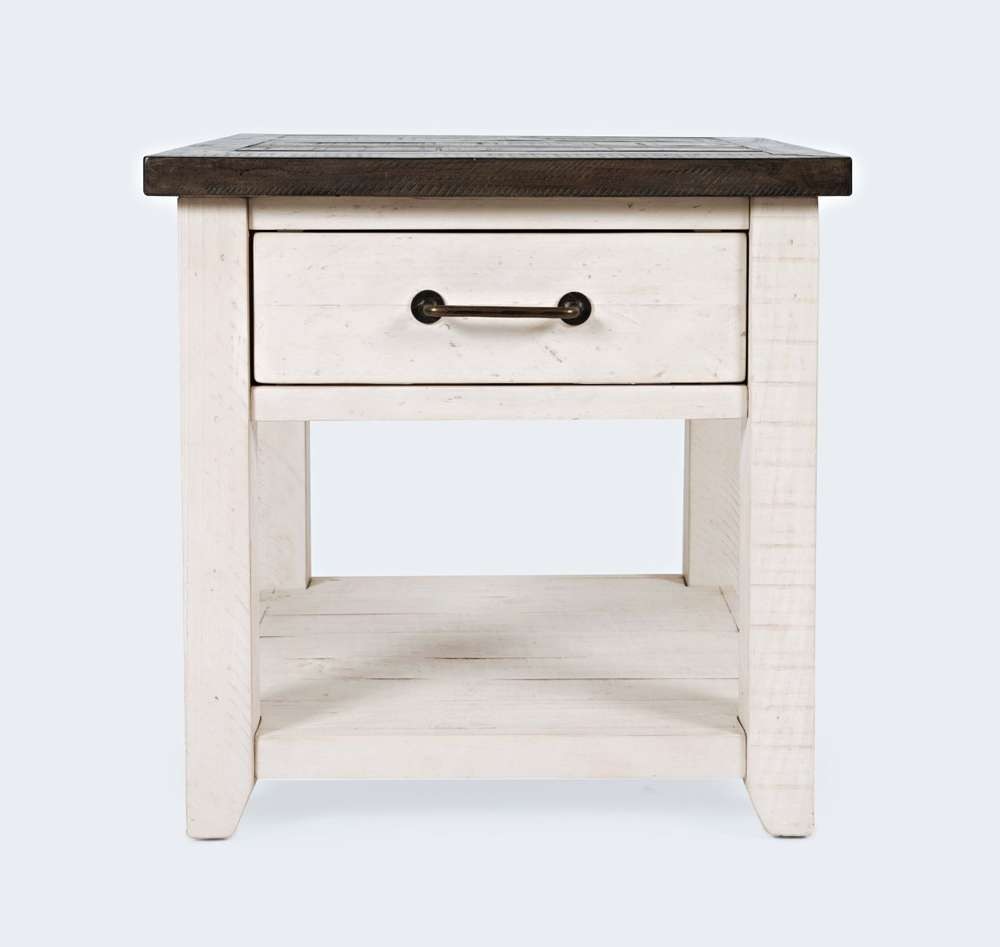 Jofran - Madison County Reclaimed Pine Harris End Table - Vintage White - 1706-13 veiw 2
