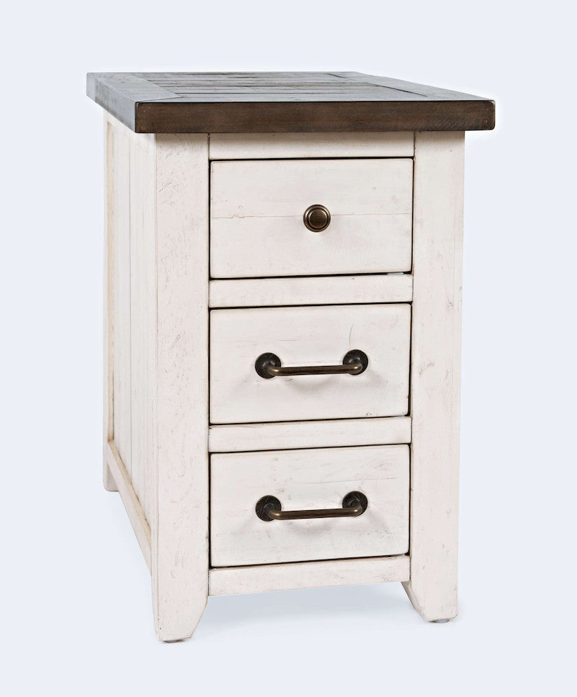 Jofran - Madison County Reclaimed Pine Harris USB Charging Chairside Table - Vintage White - 1706-18 view 2