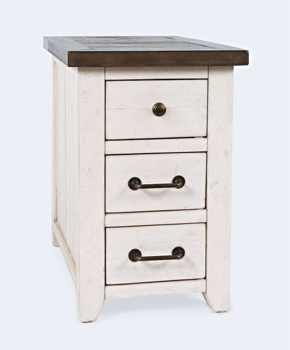 Jofran - Madison County Reclaimed Pine Harris USB Charging Chairside Table - Vintage White - 1706-18 view 2