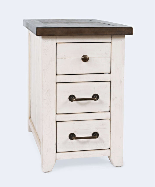 Jofran - Madison County Reclaimed Pine Harris USB Charging Chairside Table - Vintage White - 1706-18 view 2