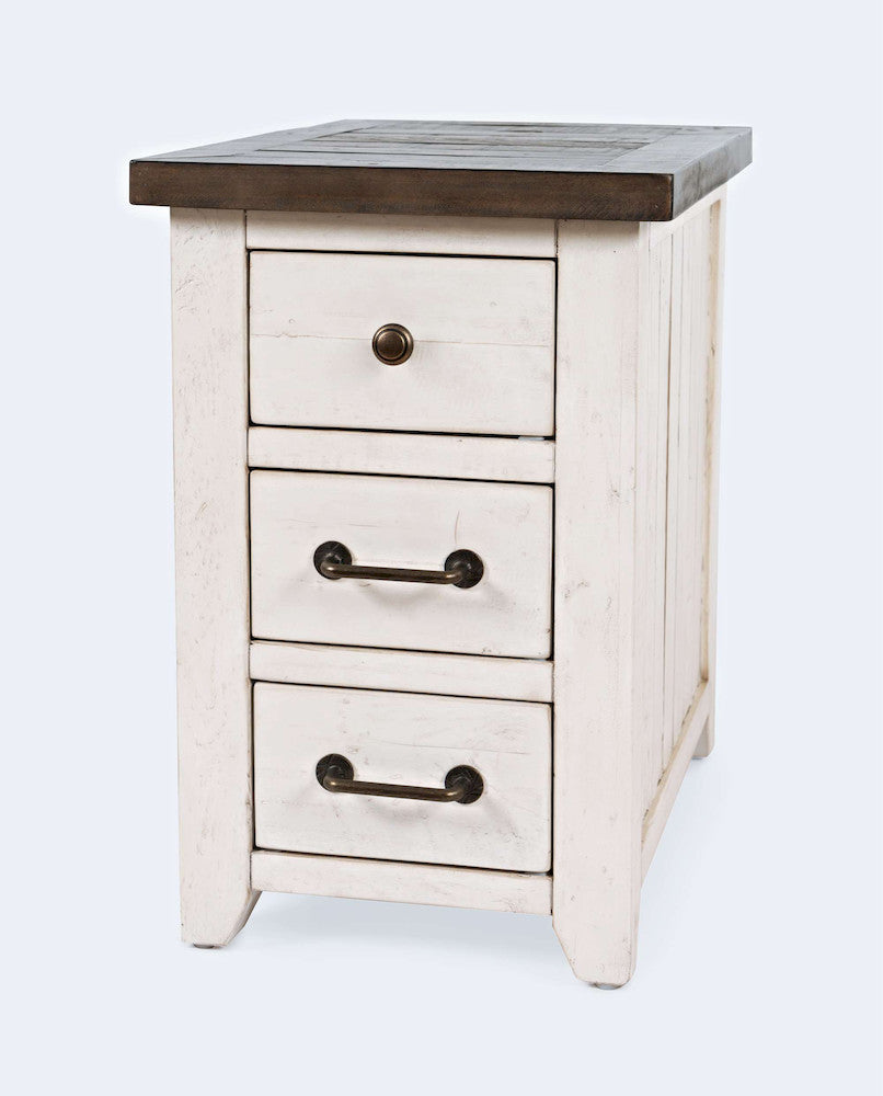 Jofran - Madison County Reclaimed Pine Harris USB Charging Chairside Table - Vintage White - 1706-18 view 3