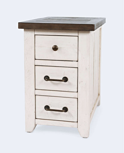 Jofran - Madison County Reclaimed Pine Harris USB Charging Chairside Table - Vintage White - 1706-18 view 3