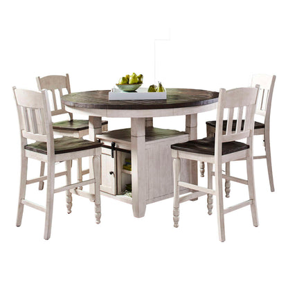 Jofran - Madison County Rustic Farmhouse Five Piece Reclaimed Solid Wood Counter Height Round Dining Set with Slatback Barstools - 1706-54C-4-BS420KD view 2