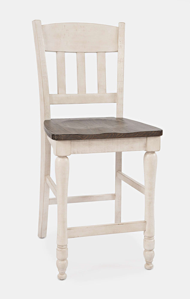 Jofran - Madison County Rustic Farmhouse Five Piece Reclaimed Solid Wood Counter Height Round Dining Set with Slatback Barstools - 1706-54C-4-BS420KD view 3