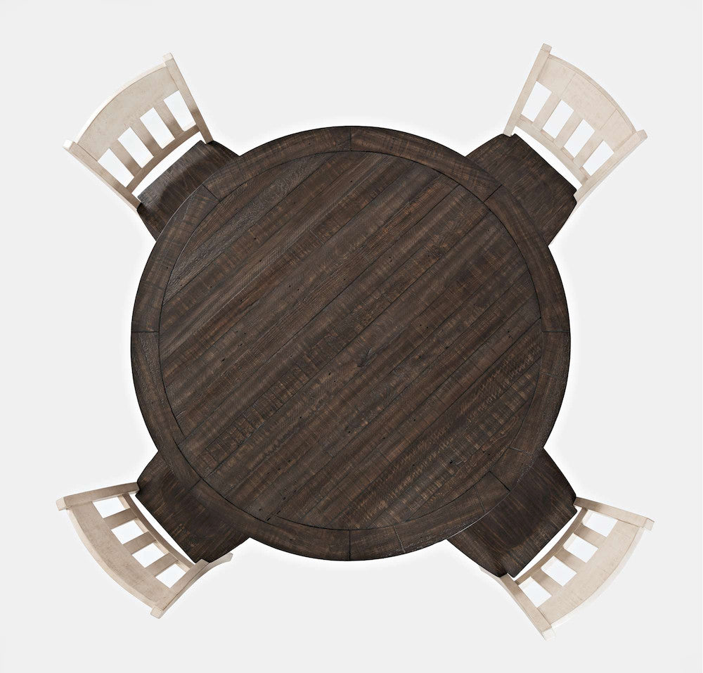Jofran - Madison County Rustic Farmhouse Five Piece Reclaimed Solid Wood Counter Height Round Dining Set with Slatback Barstools - 1706-54C-4-BS420KD view 11