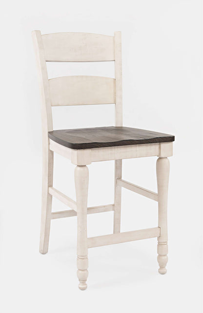 Jofran - Madison County Rustic Farmhouse Seven Piece Reclaimed Solid Wood Counter Height Round Dining Set with Ladderback Barstools - 1706-54C-6-BS401KD view 3
