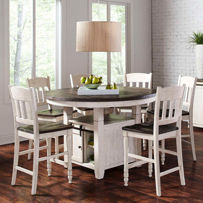 Jofran - Madison County Rustic Farmhouse Seven Piece Reclaimed Solid Wood Counter Height Round Dining Set with Slatback Barstools - 1706-54C-6-BS420KD view 12