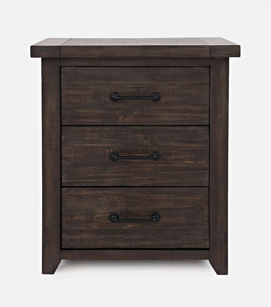 Jofran - Madison County Rustic Reclaimed Solid Wood Farmhouse USB Charging Nightstand in Barnwood Brown - 1700B-90ST view 1