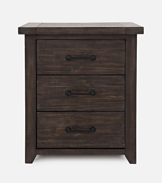 Jofran - Madison County Rustic Reclaimed Solid Wood Farmhouse USB Charging Nightstand in Barnwood Brown - 1700B-90ST view 1
