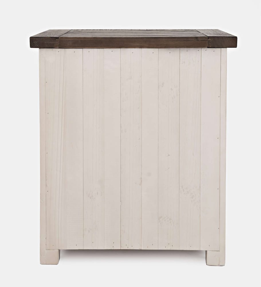 Jofran - Madison County Rustic Reclaimed Solid Wood Farmhouse USB Charging Nightstand in Vintage White - 1706B-90ST view 4