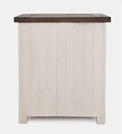 Jofran - Madison County Rustic Reclaimed Solid Wood Farmhouse USB Charging Nightstand in Vintage White - 1706B-90ST view 4
