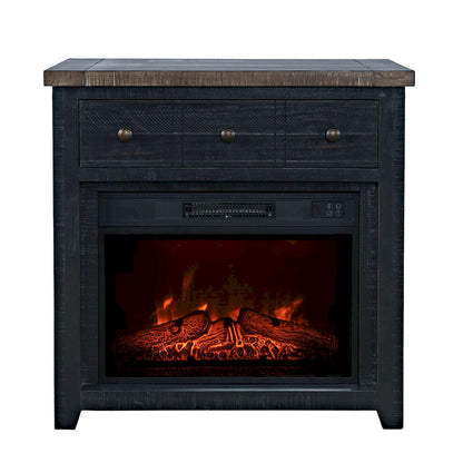 Jofran - Madison County Solid Wood Rustic 32in Farmhouse Electric Fireplace Console TV Stand in Antique Black - 1702-FP32 view 1