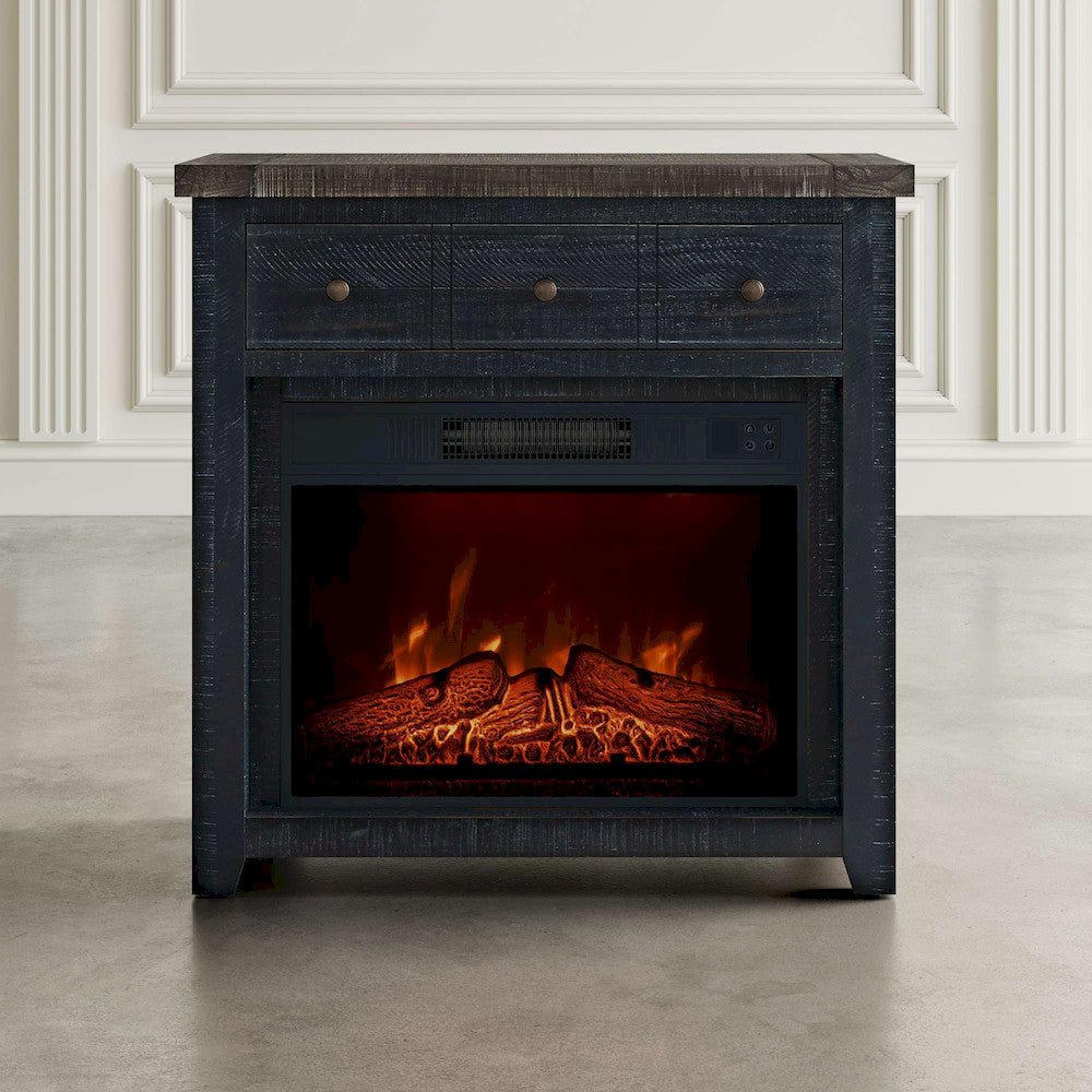 Jofran - Madison County Solid Wood Rustic 32in Farmhouse Electric Fireplace Console TV Stand in Antique Black - 1702-FP32 view 5
