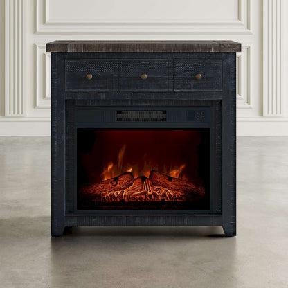 Jofran - Madison County Solid Wood Rustic 32in Farmhouse Electric Fireplace Console TV Stand in Antique Black - 1702-FP32 view 5