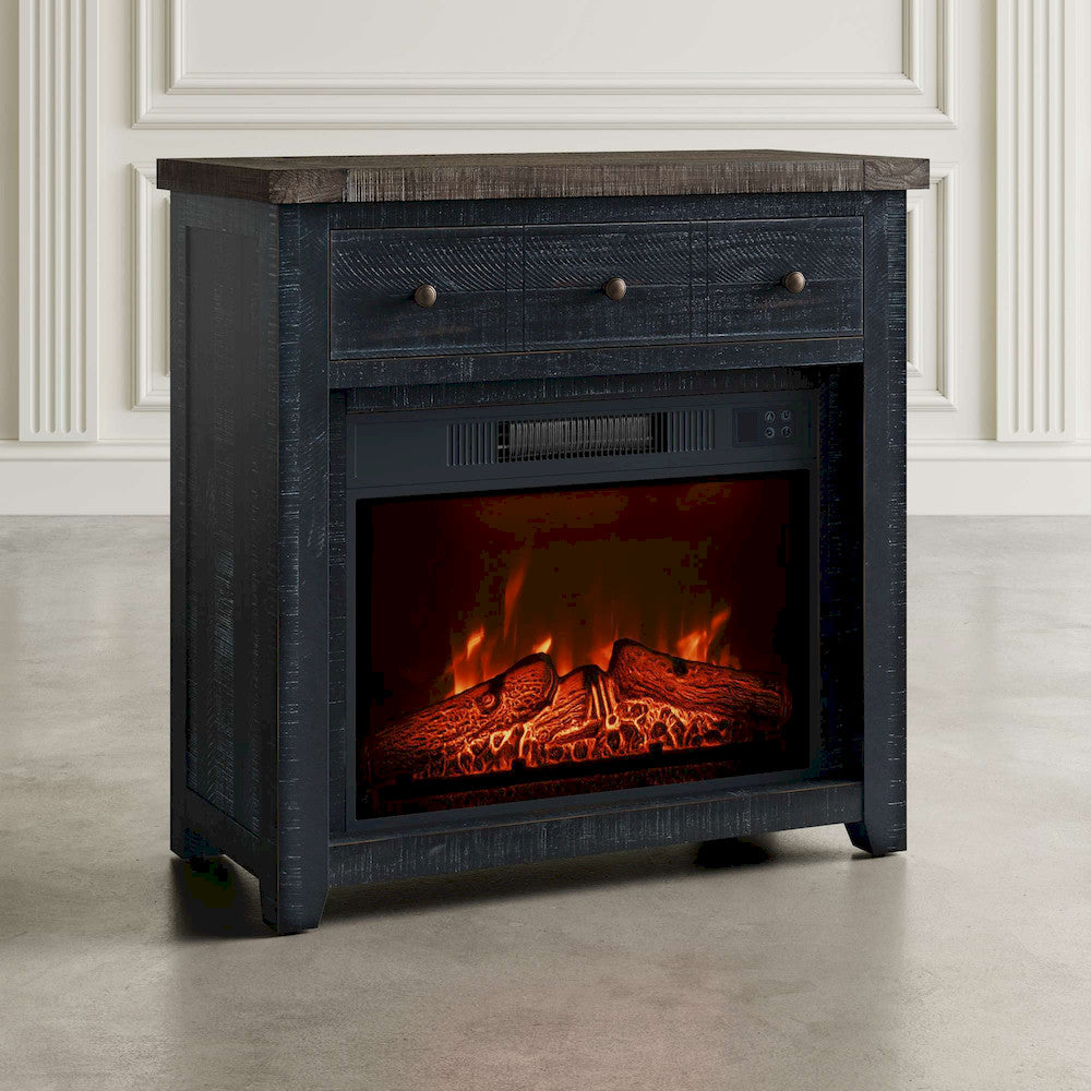 Jofran - Madison County Solid Wood Rustic 32in Farmhouse Electric Fireplace Console TV Stand in Antique Black - 1702-FP32 view 6