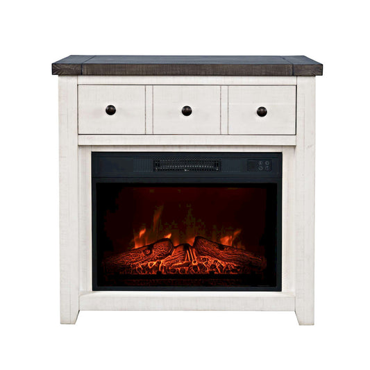 Jofran - Madison County Solid Wood Rustic 32in Farmhouse Electric Fireplace Console TV Stand in Antique White - 1706-FP32 view 1
