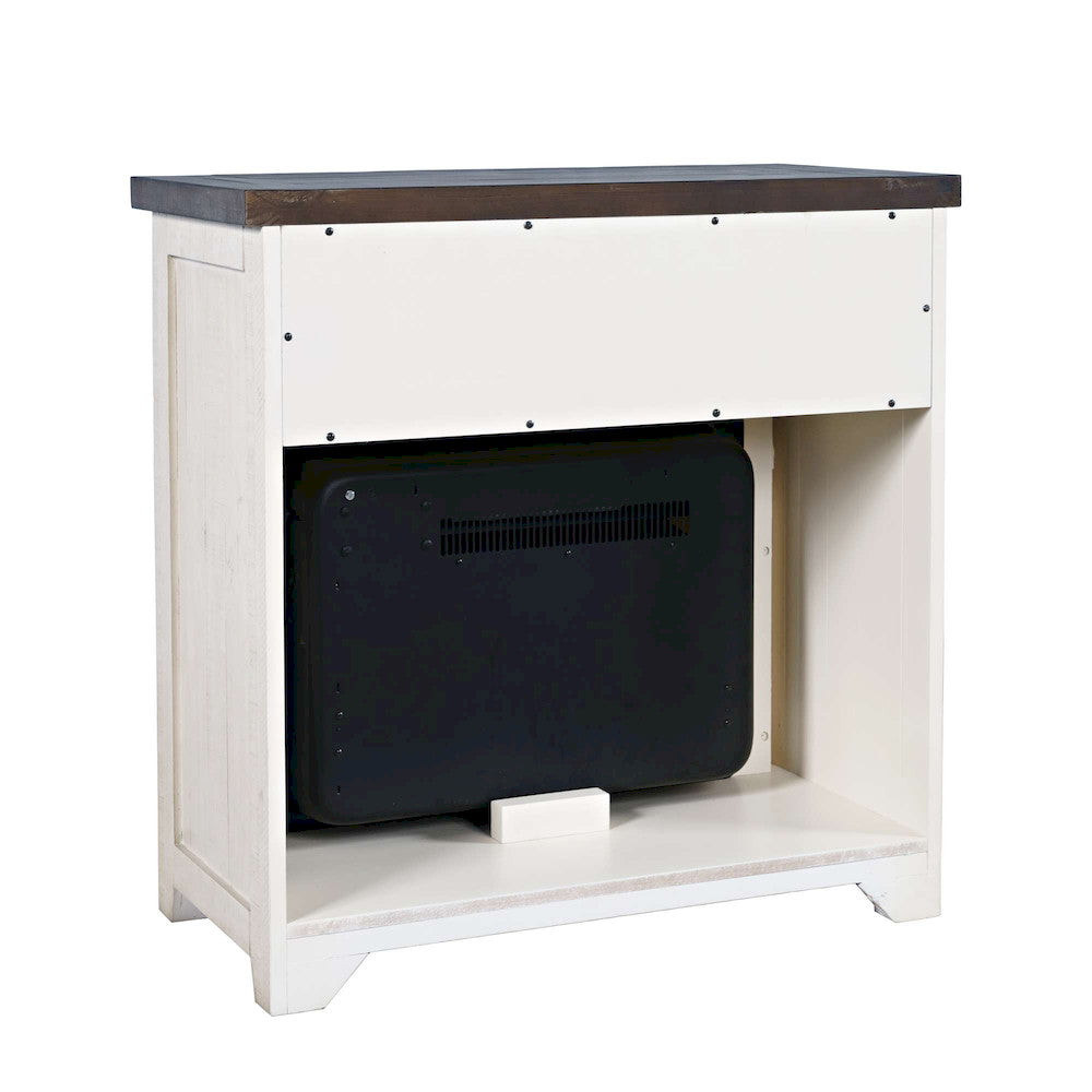 Jofran - Madison County Solid Wood Rustic 32in Farmhouse Electric Fireplace Console TV Stand in Antique White - 1706-FP32 view 3