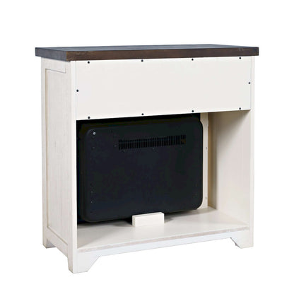 Jofran - Madison County Solid Wood Rustic 32in Farmhouse Electric Fireplace Console TV Stand in Antique White - 1706-FP32 view 3