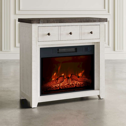 Jofran - Madison County Solid Wood Rustic 32in Farmhouse Electric Fireplace Console TV Stand in Antique White - 1706-FP32 view 7