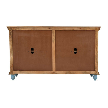 Jofran - Marchand 71in Solid Wood Boho Distressed Sideboard Cabinet with Artisan Carved Doors in Antique Blue - 2345-71 view 4