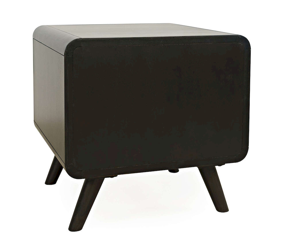 Jofran - Marlowe Mid-Century Modern 24in Curved End Table with Storage Drawers, Dark Brown - 2240-6 view 3
