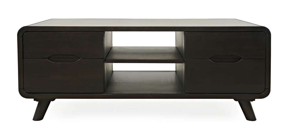 Jofran - Marlowe Mid-Century Modern 48in Curved Coffee Table with Storage Drawers, Dark Brown - 2240-5 veiw 1