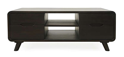 Jofran - Marlowe Mid-Century Modern 48in Curved Coffee Table with Storage Drawers, Dark Brown - 2240-5 veiw 1