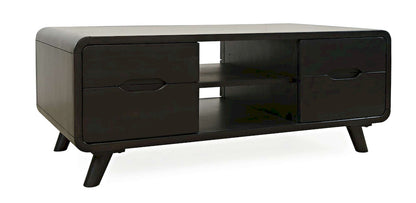 Jofran - Marlowe Mid-Century Modern 48in Curved Coffee Table with Storage Drawers, Dark Brown - 2240-5 view 2