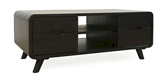 Jofran - Marlowe Mid-Century Modern 48in Curved Coffee Table with Storage Drawers, Dark Brown - 2240-5 view 2