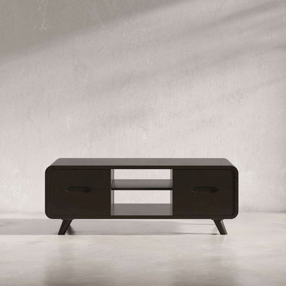 Jofran - Marlowe Mid-Century Modern 48in Curved Coffee Table with Storage Drawers, Dark Brown - 2240-5 view 4