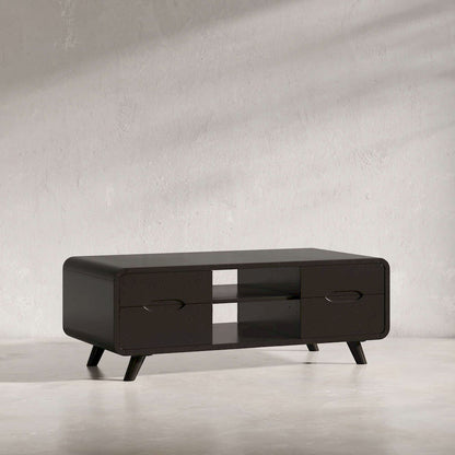 Jofran - Marlowe Mid-Century Modern 48in Curved Coffee Table with Storage Drawers, Dark Brown - 2240-5 view 5