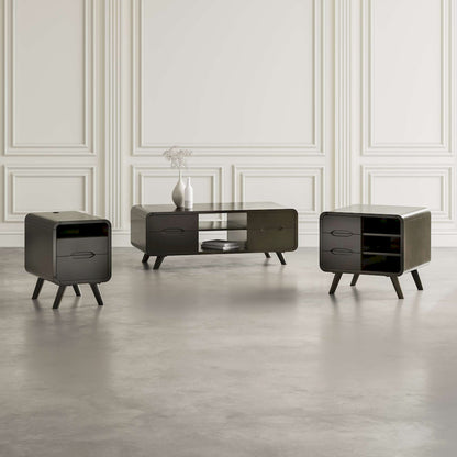 Jofran - Marlowe Mid-Century Modern 48in Curved Coffee Table with Storage Drawers, Dark Brown - 2240-5 view 6