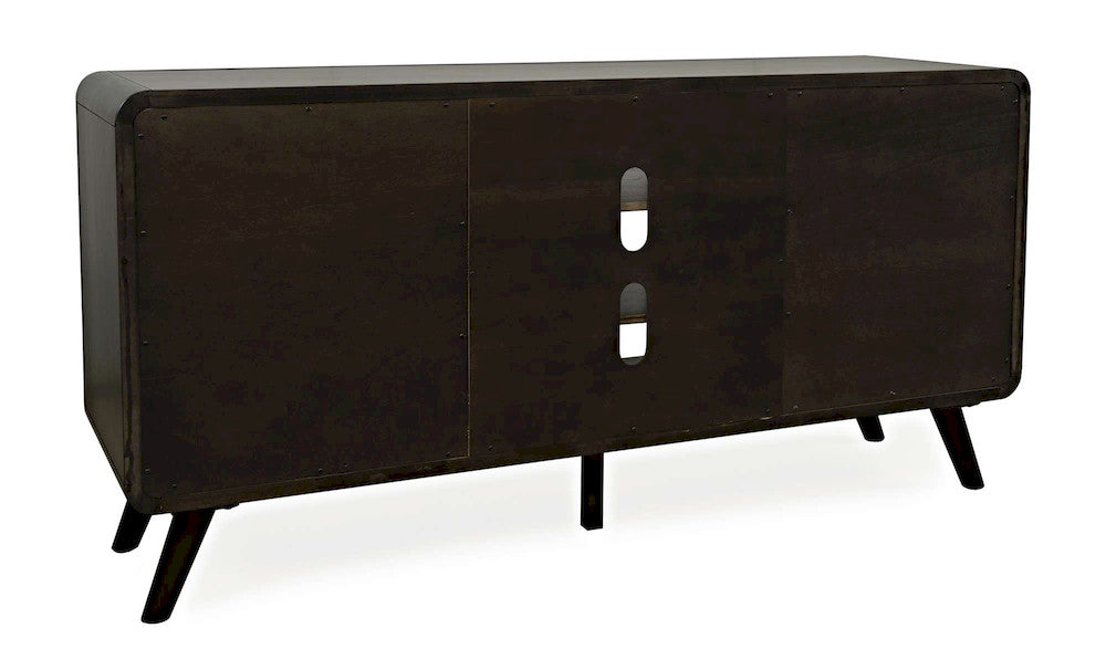 Jofran - Marlowe Mid-Century Modern 64in Curved Media Console TV Stand with Tapered Legs and Storage Drawers, Dark Brown - 2242-64 view 3