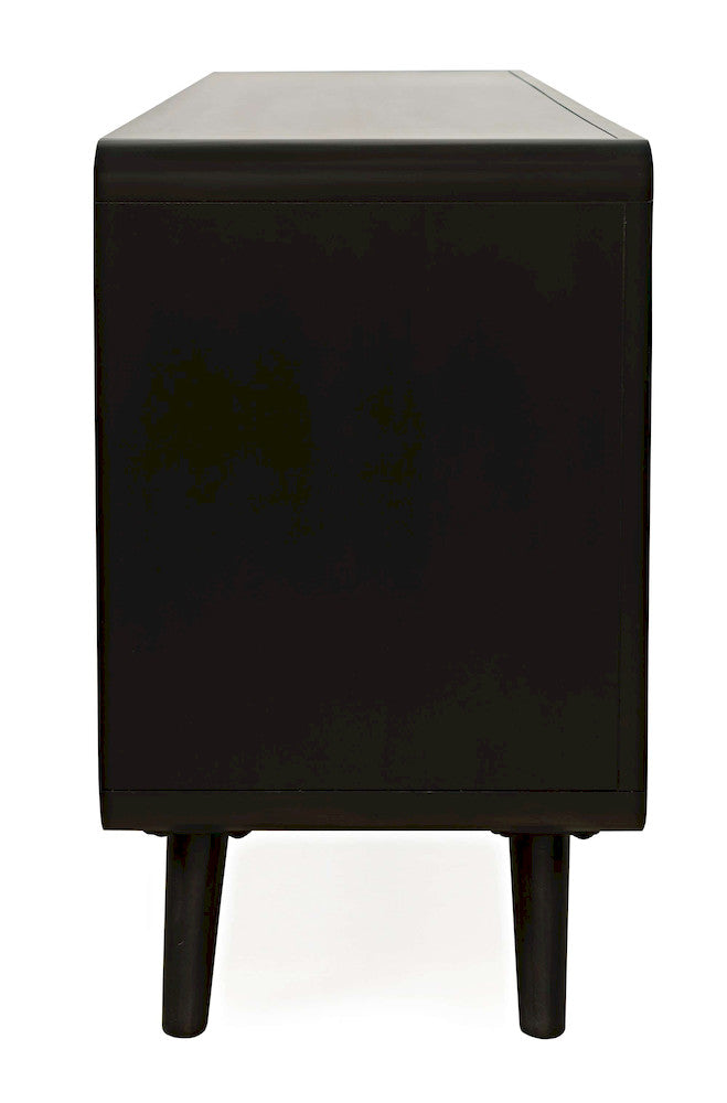 Jofran - Marlowe Mid-Century Modern 64in Curved Media Console TV Stand with Tapered Legs and Storage Drawers, Dark Brown - 2242-64 view 8