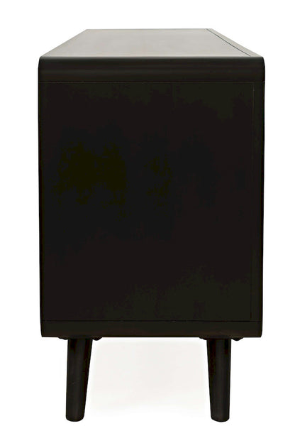 Jofran - Marlowe Mid-Century Modern 64in Curved Media Console TV Stand with Tapered Legs and Storage Drawers, Dark Brown - 2242-64 view 8