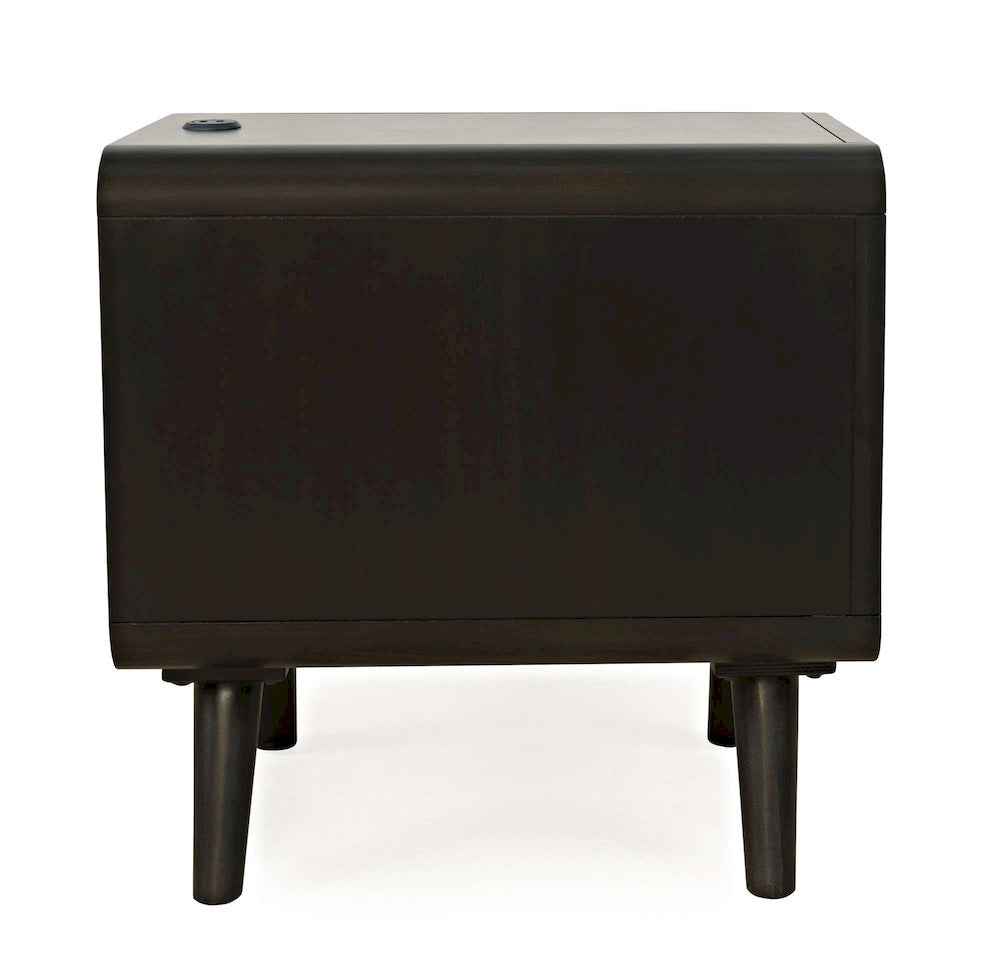 Jofran - Marlowe Mid-Century Modern USB Charging Curved Chairside End Table with Storage Drawers, Dark Brown - 2240-8 view 4