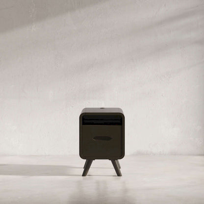 Jofran - Marlowe Mid-Century Modern USB Charging Curved Chairside End Table with Storage Drawers, Dark Brown - 2240-8 view 5