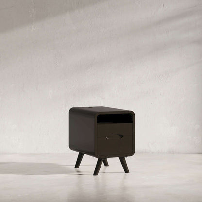 Jofran - Marlowe Mid-Century Modern USB Charging Curved Chairside End Table with Storage Drawers, Dark Brown - 2240-8 view 6