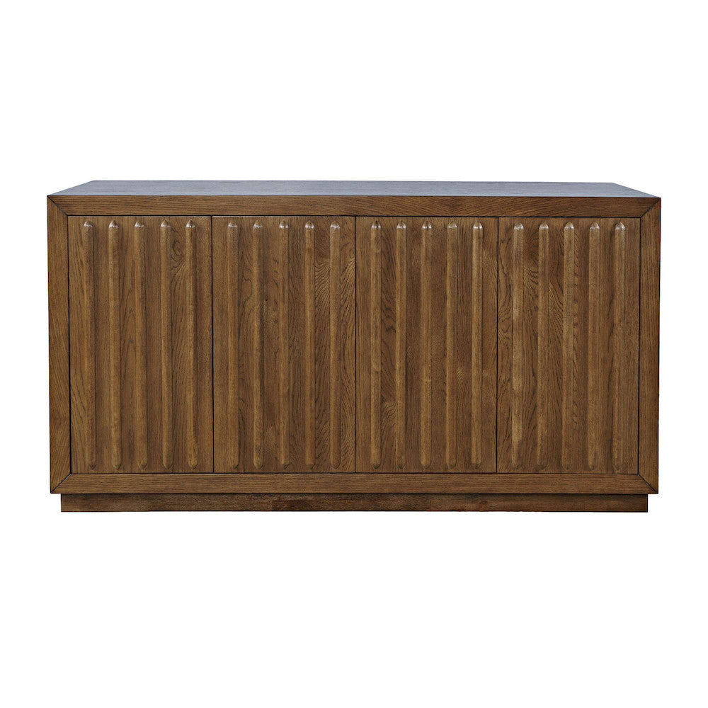 Jofran - Maven 60in Mid-Century Modern Fluted Four Door Sideboard Storage Cabinet in Chestnut - 2421-MAVENCHS view 1