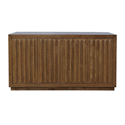 Jofran - Maven 60in Mid-Century Modern Fluted Four Door Sideboard Storage Cabinet in Chestnut - 2421-MAVENCHS view 1