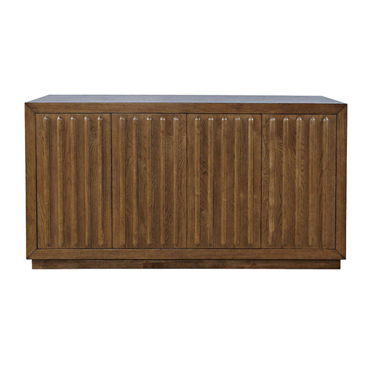 Jofran - Maven 60in Mid-Century Modern Fluted Four Door Sideboard Storage Cabinet in Chestnut - 2421-MAVENCHS view 1