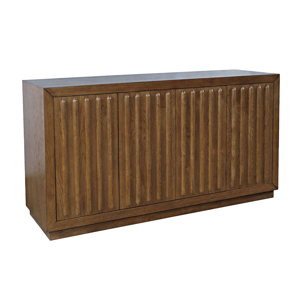 Jofran - Maven 60in Mid-Century Modern Fluted Four Door Sideboard Storage Cabinet in Chestnut - 2421-MAVENCHS view 3