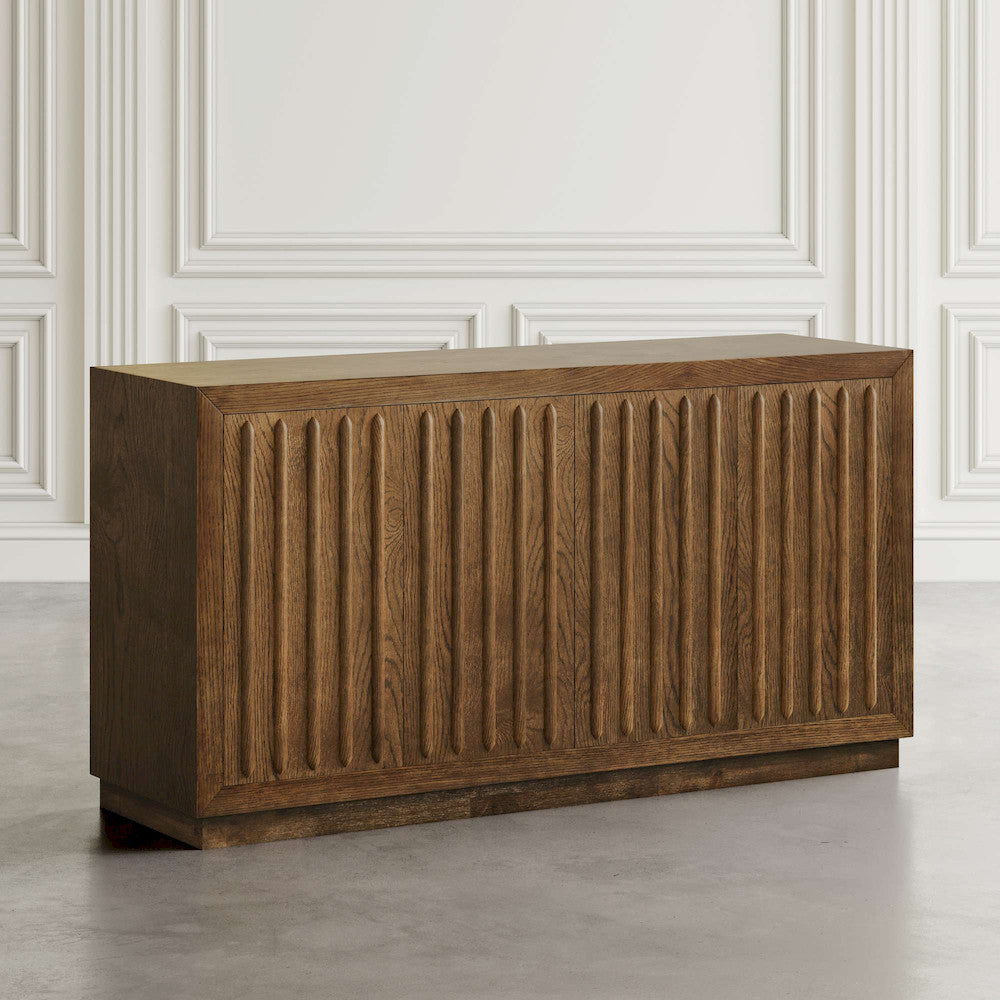 Jofran - Maven 60in Mid-Century Modern Fluted Four Door Sideboard Storage Cabinet in Chestnut - 2421-MAVENCHS view 6