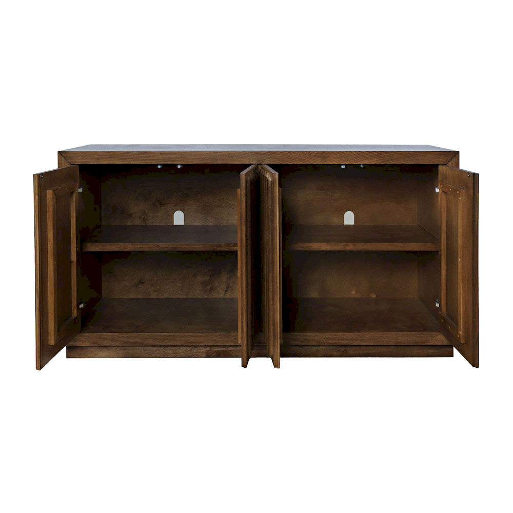 Jofran - Maven 60in Mid-Century Modern Fluted Four Door Sideboard Storage Cabinet in Chestnut - 2421-MAVENCHS view 8
