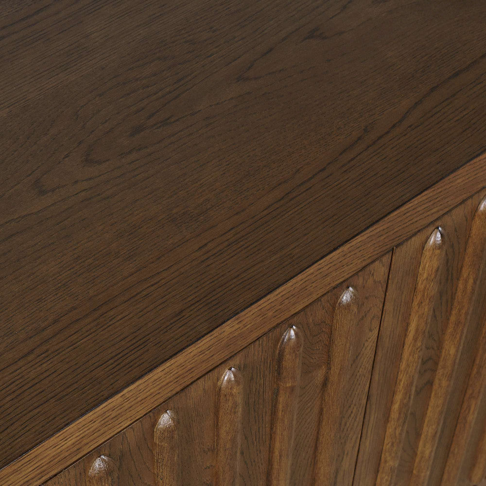 Jofran - Maven 60in Mid-Century Modern Fluted Four Door Sideboard Storage Cabinet in Chestnut - 2421-MAVENCHS view 9