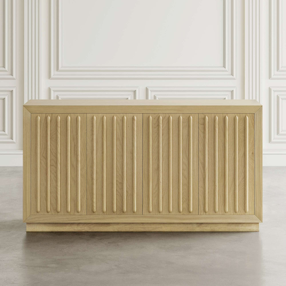 Jofran - Maven 60in Mid-Century Modern Fluted Four Door Sideboard Storage Cabinet in Natural - 2421-MAVENNAT view 6
