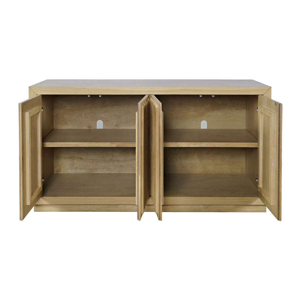 Jofran - Maven 60in Mid-Century Modern Fluted Four Door Sideboard Storage Cabinet in Natural - 2421-MAVENNAT view 11