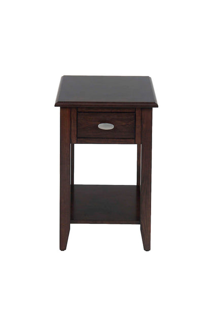 Jofran - Merlot Chairside Table W/Bookmatch Inlay, Quarter Round Edge And Oval Brushed Nickle Hardware - 1030-7 view 1